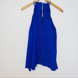 Parker Royal Blue Cold Shoulder Crochet Detail Top Size M